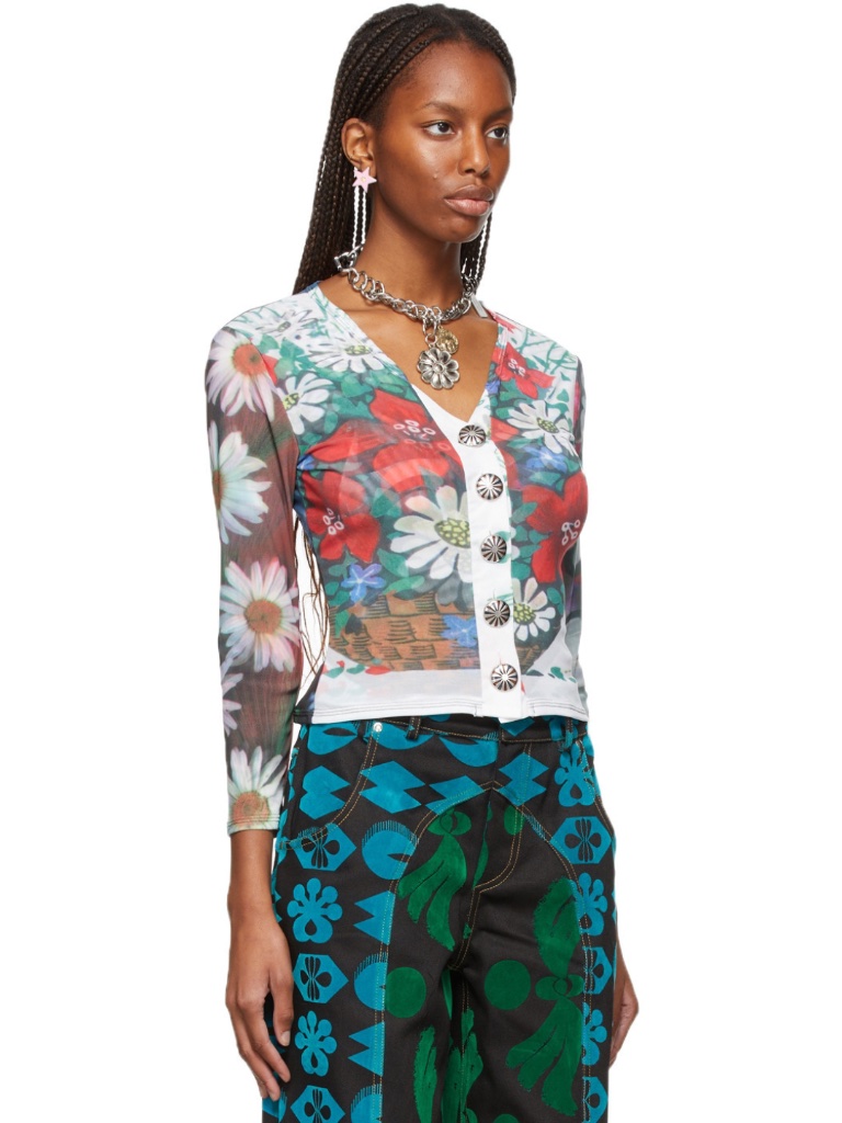 New Chopova Lowena Floral Daisy Mesh Button Top Small — image 4 of 8